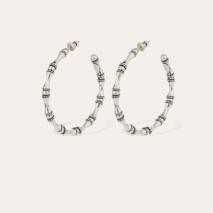 Pendientes de aro Bambou plateados