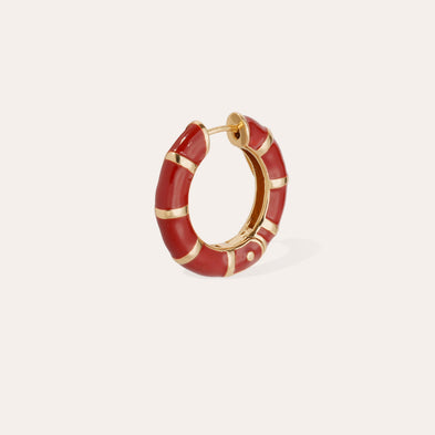 Boucles d'oreilles créoles Bambou émail mini dorées