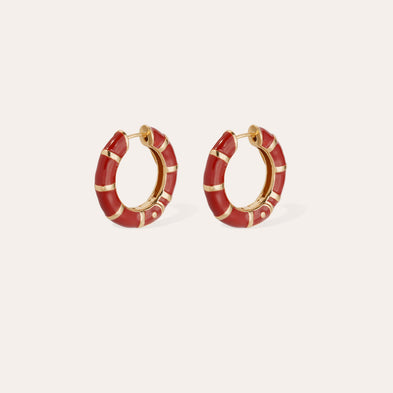 Boucles d'oreilles créoles Bambou émail mini dorées