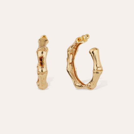 Boucles d'oreilles créoles Bambou strass petit modèle dorées