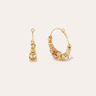 Boucles d'oreilles créoles Aloha strass mini dorées
