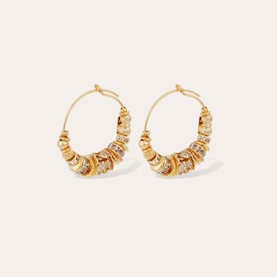 Boucles d'oreilles créoles Aloha strass mini dorées