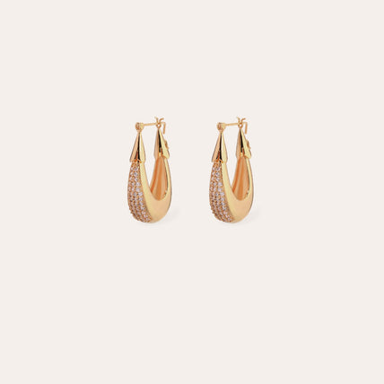 Boucles d'oreilles Écume petit modèle dorées - Zircone