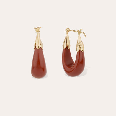 Boucles d'oreilles Ecume petit modèle dorées - Ocre rouge