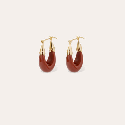 Boucles d'oreilles Ecume petit modèle dorées - Ocre rouge