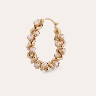Boucles d'oreilles créoles Eurydice petit modèle dorées - Perles de Culture