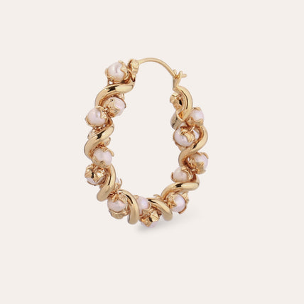 Boucles d'oreilles créoles Eurydice petit modèle dorées - Perles de Culture