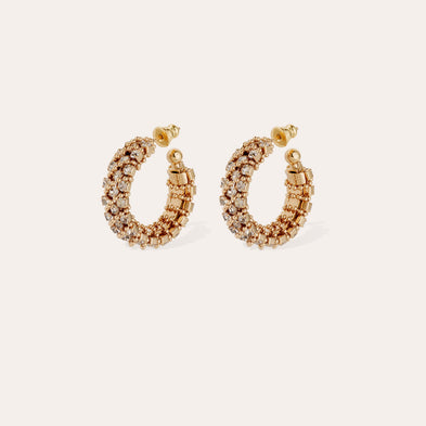 Boucles d'oreilles créoles Izilda strass mini dorées