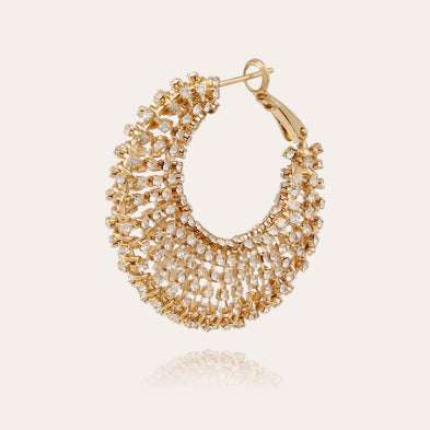 Boucles d'oreilles Izzia strass grand modèle dorées