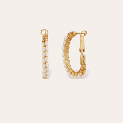 Boucles d'oreilles Lyre moyen modèle dorées - Nacre blanche