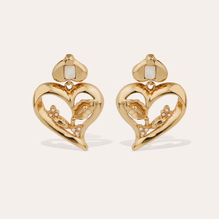 Boucles d'oreilles Odalys dorées - Nacre blanche