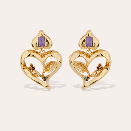 Boucles d'oreilles Odalys dorées - Améthyste 