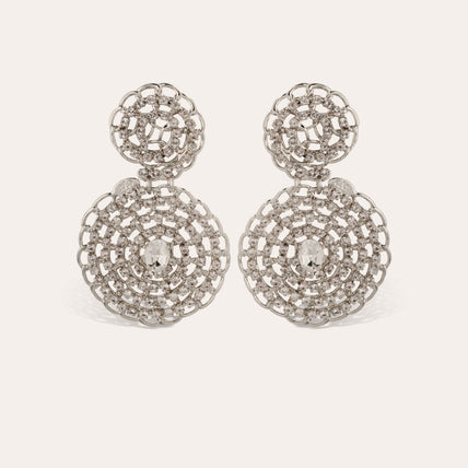 Boucles d'oreilles Onde gourmette strass argentées