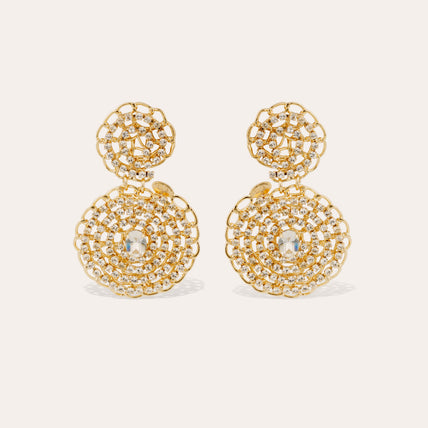 Boucles d'oreilles Onde Gourmette strass petit modèle dorées