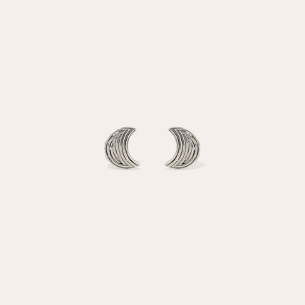 Luna Wave Stud Earrings small size , Silver
