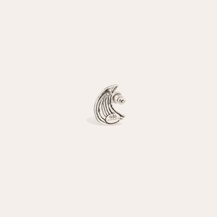 Luna Wave Stud Earrings small size , Silver