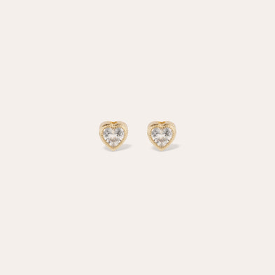 stud earrings Amore con strass dorados