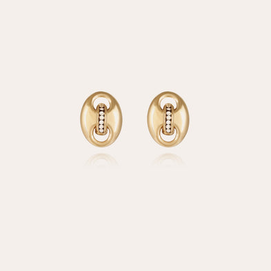 Cophea Mini Gold Rhinestone Stud Earrings