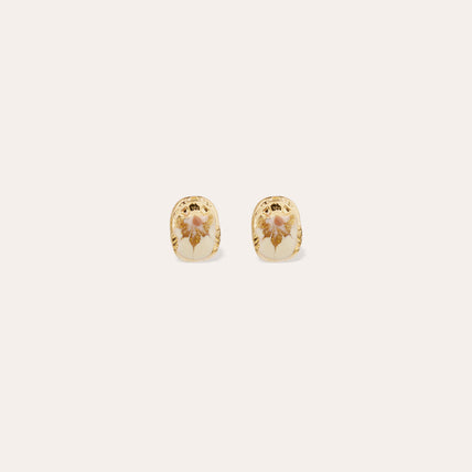 Boucles d'oreilles puces Scaramouche émail dorées