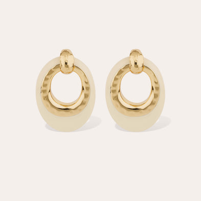 Boucles d'oreilles Selva grand modèle acétate dorées - Ivoire