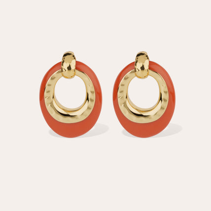 Boucles d'oreilles Selva grand modèle acétate dorées - Corail