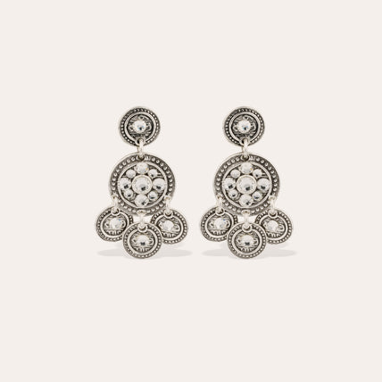 Silver Two-Row Sequin Earrings