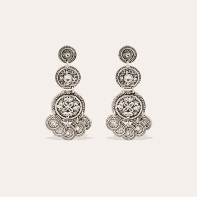 Boucles d'oreilles Sequin trois rangs argentées 