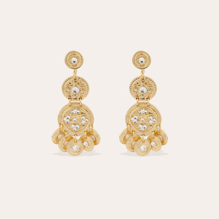 Gold Three-Strand Sequin Earrings