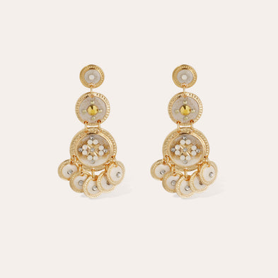 Boucles d'oreilles Sequin trois rangs dorées