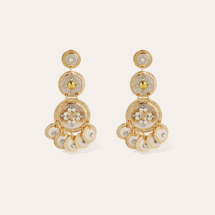 Gold Three-Strand Sequin Earrings