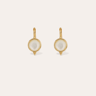Boucles d'oreilles Serti nacre dorées - Nacre blanche