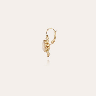 Boucles d'oreilles Serti Talisman  dorées - Nacre blanche