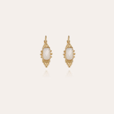 Boucles d'oreilles Serti Talisman  dorées - Nacre blanche