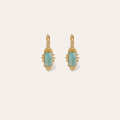 Boucles d'oreilles Serti Talisman  dorées - Amazonite