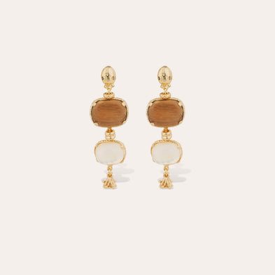Boucles d'oreilles Silène petit modèle dorées - Bois & Nacre blanche