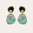 Boucles d'oreilles Silia grand modèle dorées - Turquoise & Onyx noir