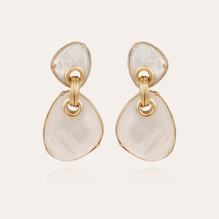Boucles d'oreilles Silia grand modèle dorées - Nacre blanche