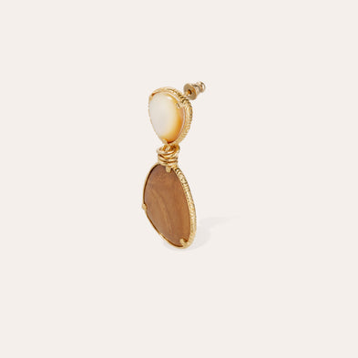 Boucles d'oreilles Silia dorées - Bois & Nacre blanche