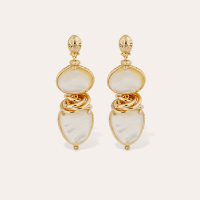 Sirena Gold Earrings - White Mother-of-Pearl