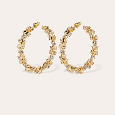 Pendientes de aro «Trévise» con strass dorados 