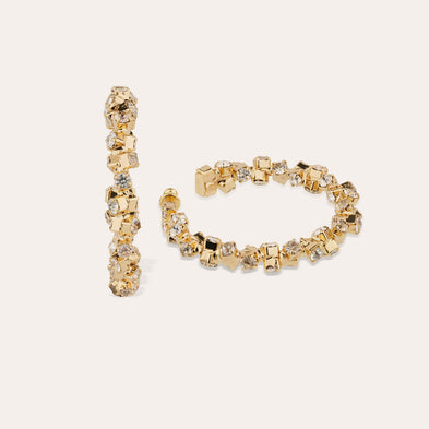 Pendientes de aro «Trévise» con strass dorados 