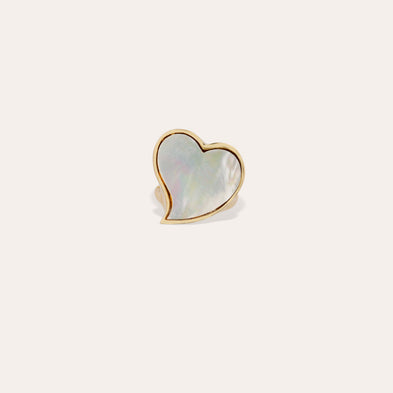 Bague Mirage Coeur dorée - Nacre blanche