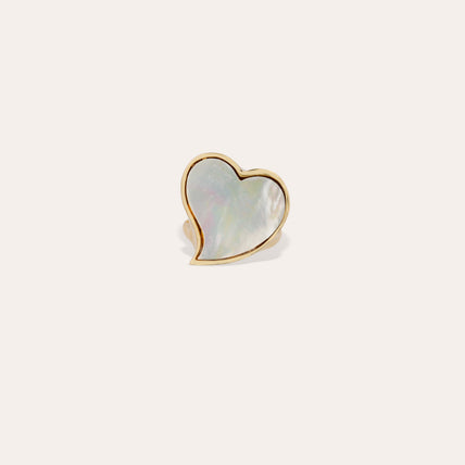 Bague Mirage Coeur dorée - Nacre blanche