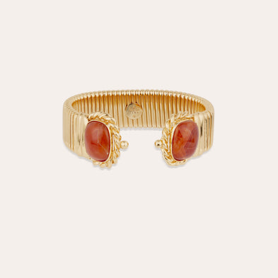 Pulsera « Amarante » doble dorada - Cornalina 