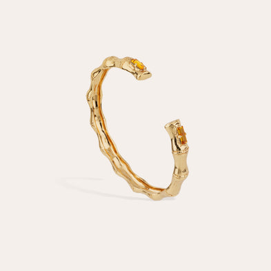 Bambou , Gold-Tone Rhinestone Bangle Bracelet
