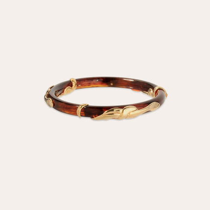 Bracelet Cobra jonc acétate doré - Marron