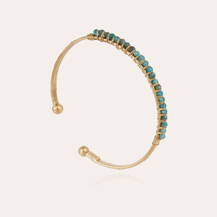 Armband „Lyre“ – kleines Modell, vergoldet – Blauer Apatit
