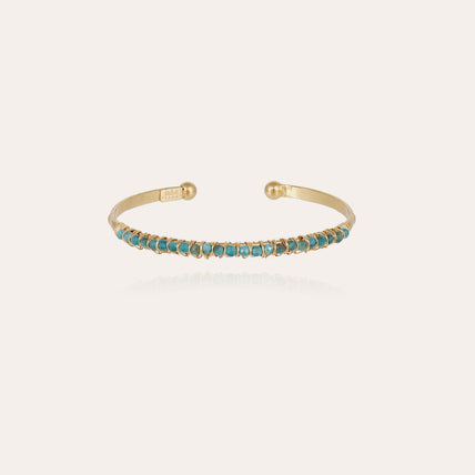 Armband „Lyre“ – kleines Modell, vergoldet – Blauer Apatit