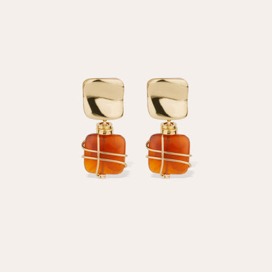 Pendientes Rainbow Square de small size , dorados - Cornalina 