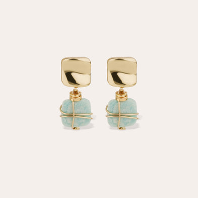 small size 's Rainbow Square Earrings in Gold - Amazonite